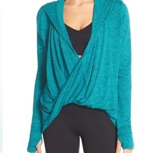 Zella Teal Wrap Hoodie cardigan